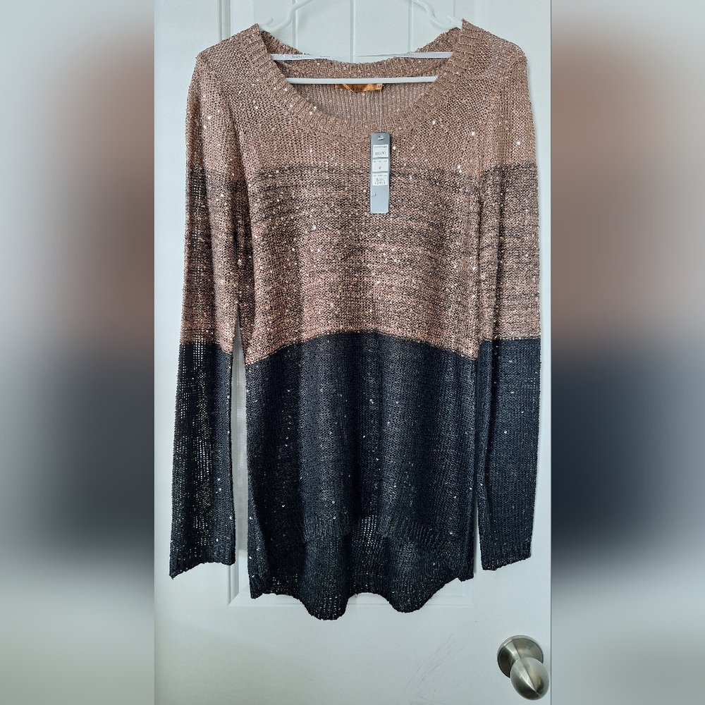 Belldini Black and Copper Sequin Sweater